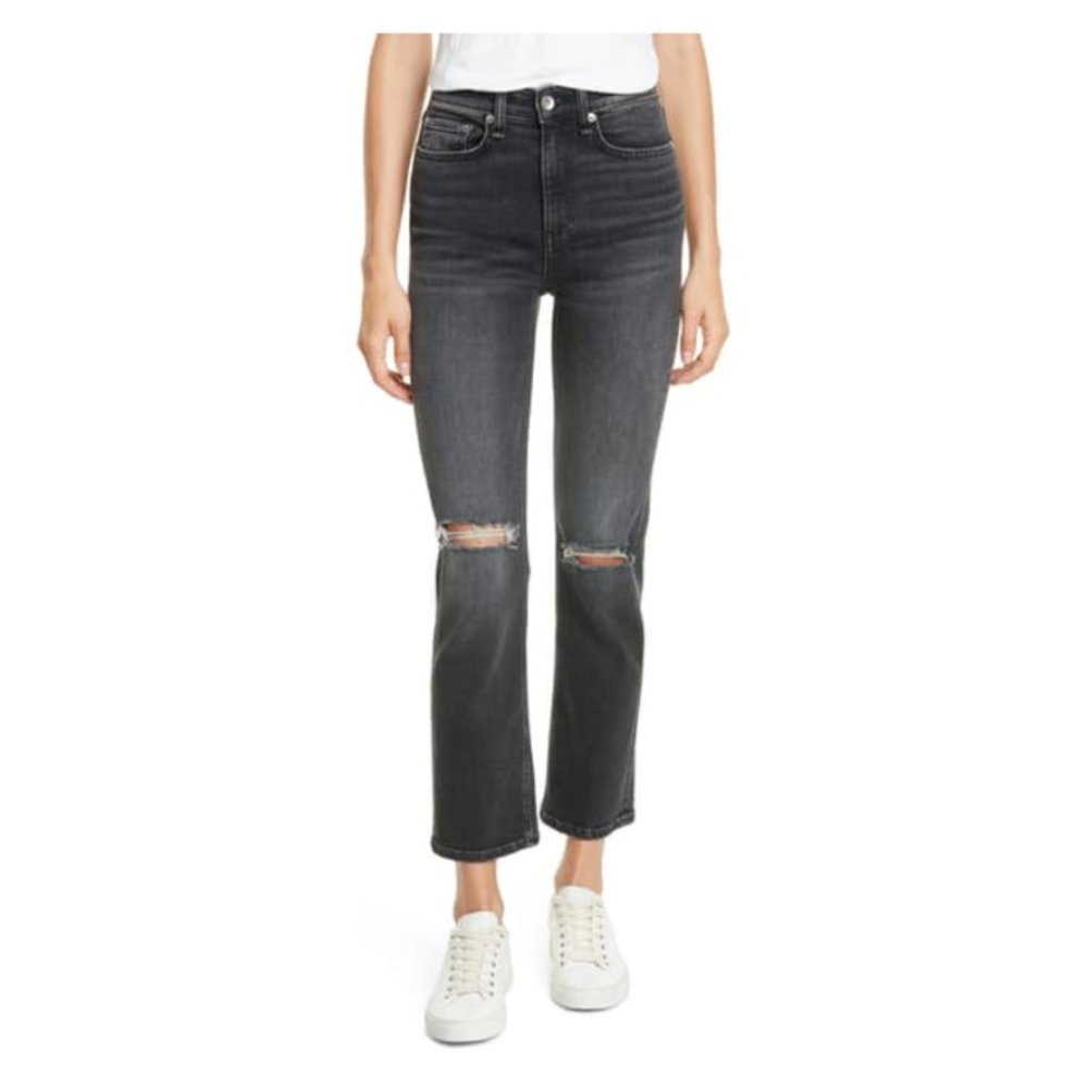 NWOT rag & bone | Nina High Waist Ankle Cigarette Jeans | Black / Grafton | S 25